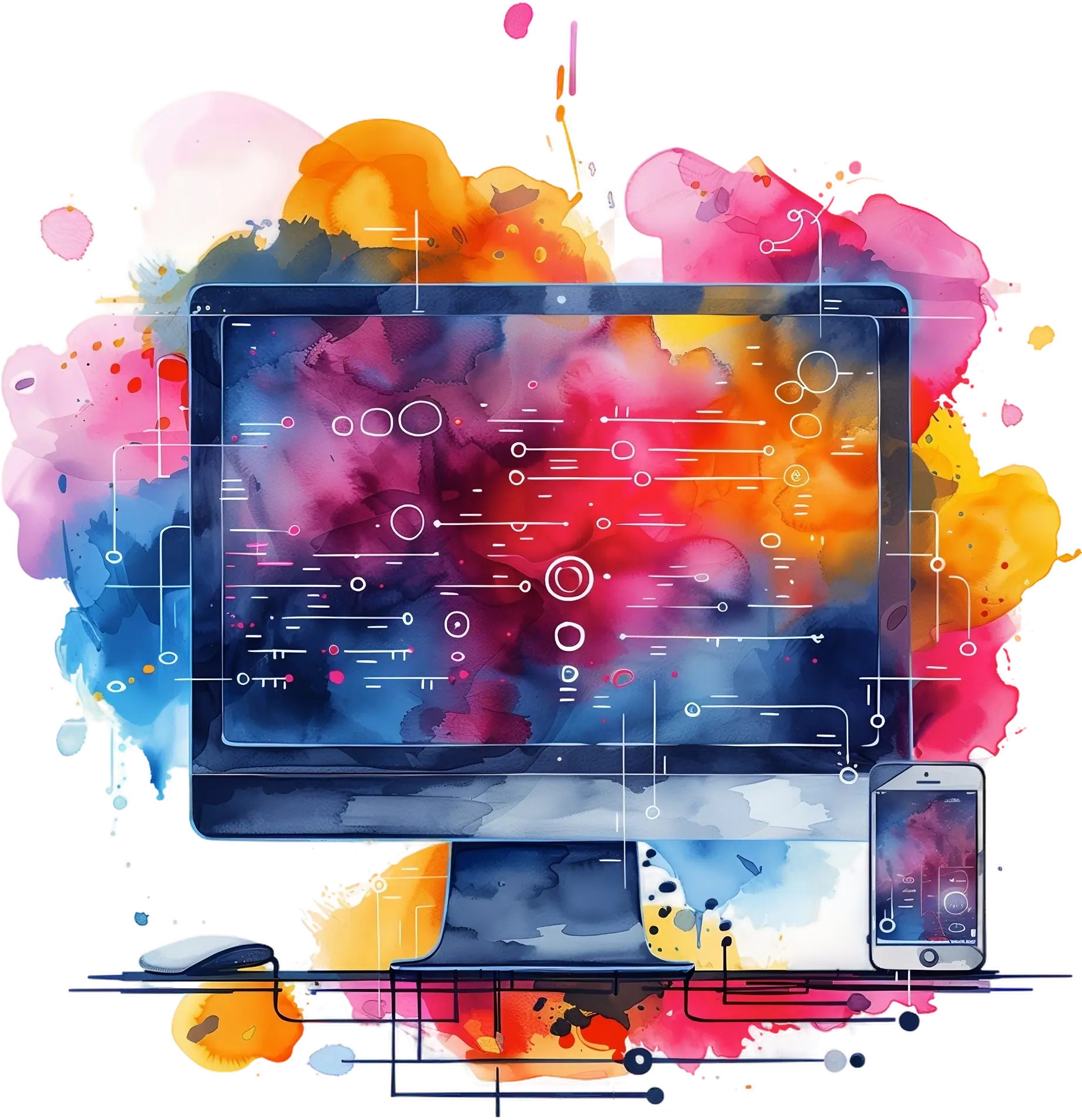 Ilustración de servicios de transformación digital de Reimagine